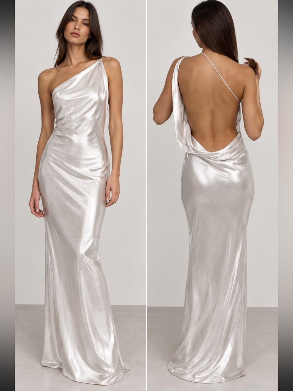 Zara NWT long asymmetric foil dress 8452/662